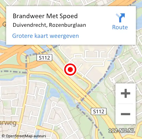 Locatie op kaart van de 112 melding: Brandweer Met Spoed Naar Duivendrecht, Rozenburglaan op 13 september 2017 11:00