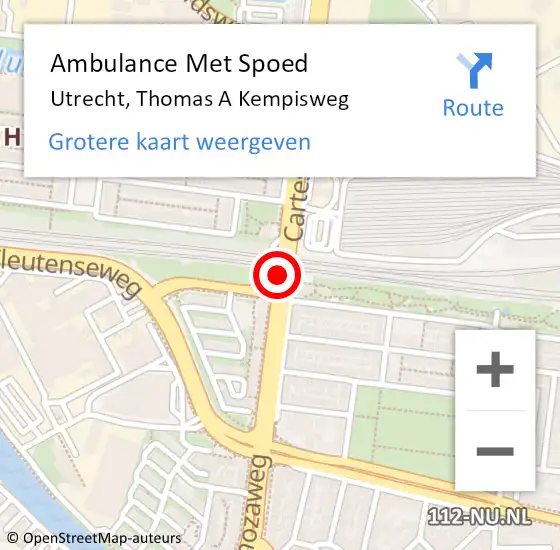 Locatie op kaart van de 112 melding: Ambulance Met Spoed Naar Utrecht, Thomas a Kempisweg op 13 september 2017 11:11