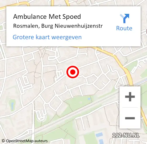 Locatie op kaart van de 112 melding: Ambulance Met Spoed Naar Rosmalen, Burg Nieuwenhuijzenstr op 13 september 2017 11:17