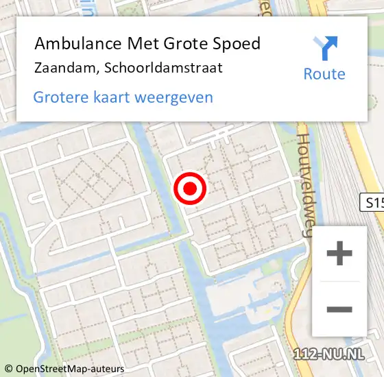 Locatie op kaart van de 112 melding: Ambulance Met Grote Spoed Naar Zaandam, Schoorldamstraat op 13 september 2017 11:57