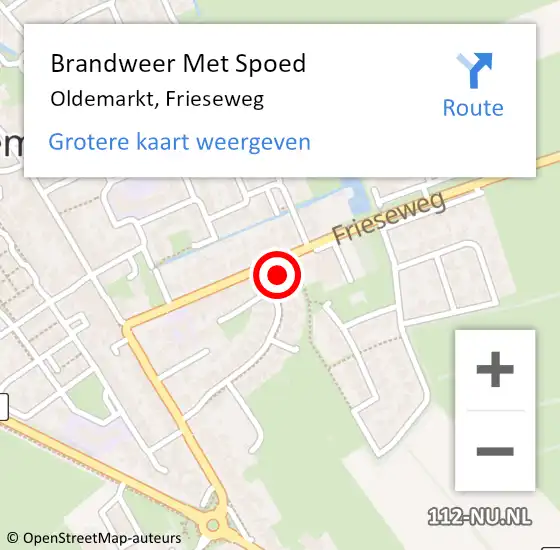 Locatie op kaart van de 112 melding: Brandweer Met Spoed Naar Oldemarkt, Frieseweg op 13 september 2017 12:23