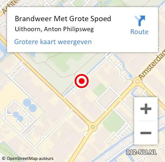 Locatie op kaart van de 112 melding: Brandweer Met Grote Spoed Naar Uithoorn, Anton Philipsweg op 13 september 2017 13:29