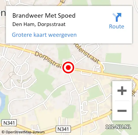 Locatie op kaart van de 112 melding: Brandweer Met Spoed Naar Den Ham, Dorpsstraat op 13 september 2017 13:43