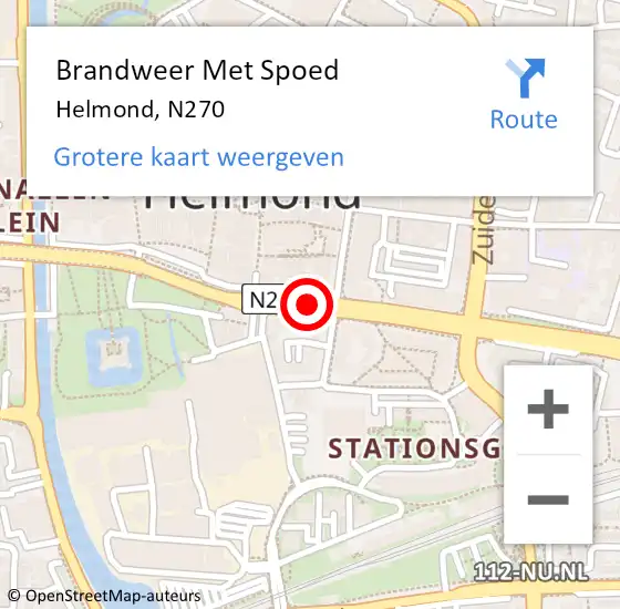 Locatie op kaart van de 112 melding: Brandweer Met Spoed Naar Helmond, N270 op 13 september 2017 14:32
