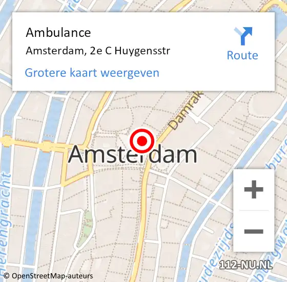 Locatie op kaart van de 112 melding: Ambulance Amsterdam, 2e C Huygensstr op 13 september 2017 15:03