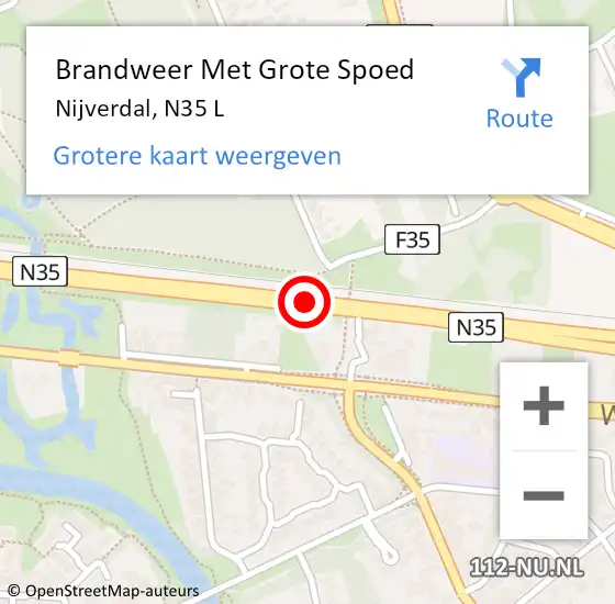 Locatie op kaart van de 112 melding: Brandweer Met Grote Spoed Naar Nijverdal, N35 L op 13 september 2017 15:38