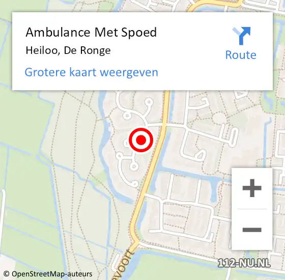 Locatie op kaart van de 112 melding: Ambulance Met Spoed Naar Heiloo, De Ronge op 13 september 2017 15:56