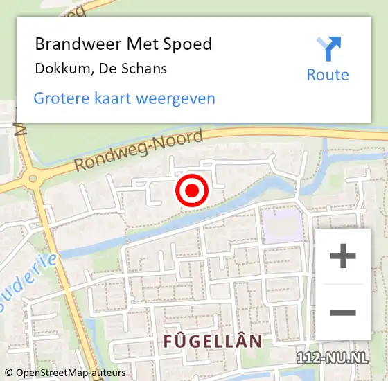 Locatie op kaart van de 112 melding: Brandweer Met Spoed Naar Dokkum, De Schans op 13 september 2017 16:16