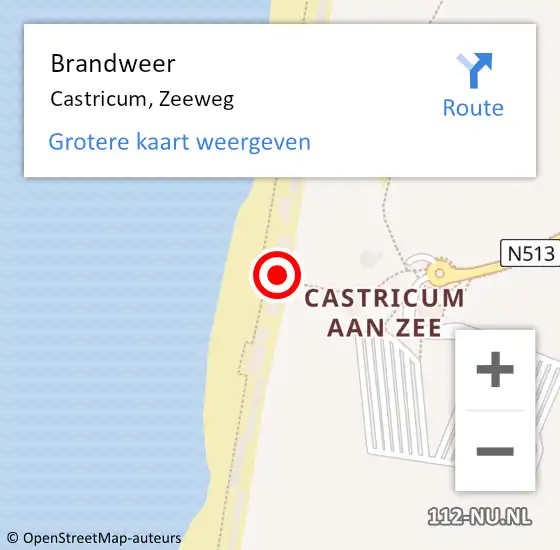 Locatie op kaart van de 112 melding: Brandweer Castricum, Zeeweg op 13 september 2017 17:42