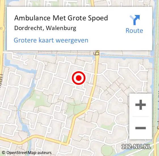Locatie op kaart van de 112 melding: Ambulance Met Grote Spoed Naar Dordrecht, Walenburg op 13 september 2017 18:23