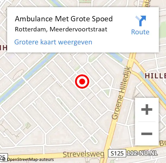 Locatie op kaart van de 112 melding: Ambulance Met Grote Spoed Naar Rotterdam, Meerdervoortstraat op 13 september 2017 19:02