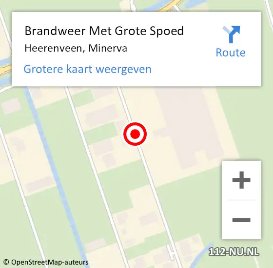 Locatie op kaart van de 112 melding: Brandweer Met Grote Spoed Naar Heerenveen, Minerva op 13 september 2017 19:27