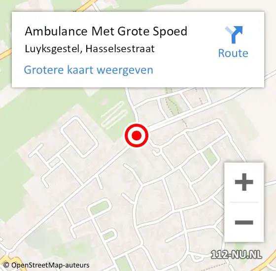 Locatie op kaart van de 112 melding: Ambulance Met Grote Spoed Naar Luyksgestel, Hasselsestraat op 13 september 2017 19:28