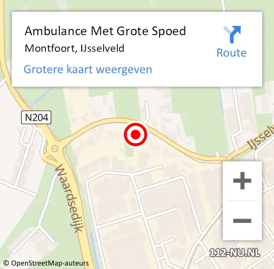 Locatie op kaart van de 112 melding: Ambulance Met Grote Spoed Naar Montfoort, IJsselveld op 13 september 2017 19:31