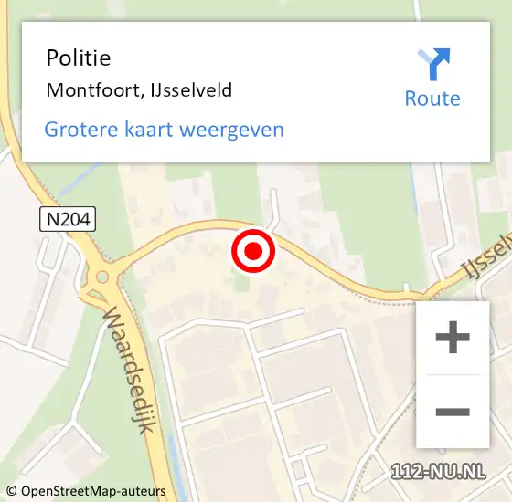 Locatie op kaart van de 112 melding: Politie Montfoort, IJsselveld op 13 september 2017 19:34