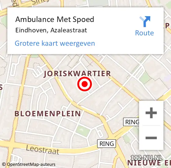 Locatie op kaart van de 112 melding: Ambulance Met Spoed Naar Eindhoven, Azaleastraat op 13 september 2017 22:19