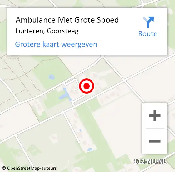 Locatie op kaart van de 112 melding: Ambulance Met Grote Spoed Naar Lunteren, Goorsteeg op 13 september 2017 23:01