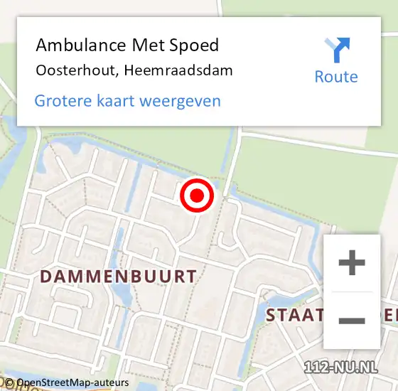 Locatie op kaart van de 112 melding: Ambulance Met Spoed Naar Oosterhout, Heemraadsdam op 14 september 2017 02:24