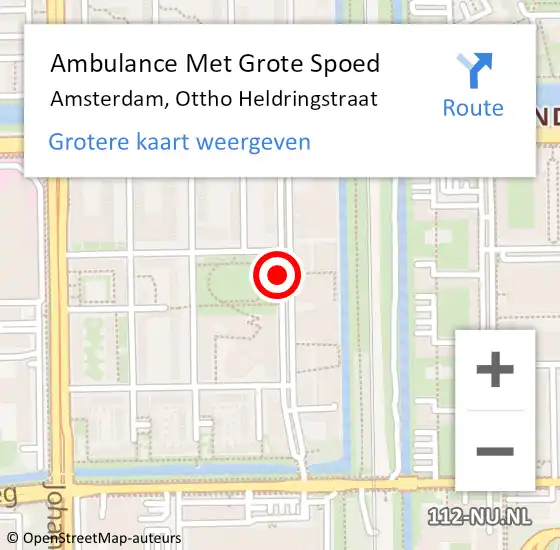 Locatie op kaart van de 112 melding: Ambulance Met Grote Spoed Naar Amsterdam, Ottho Heldringstraat op 14 september 2017 08:32