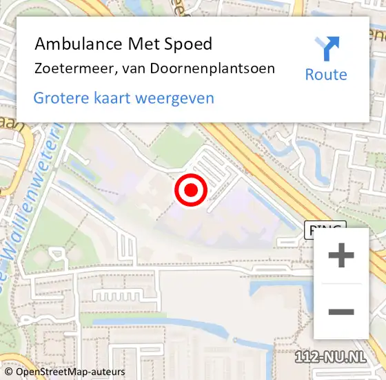 Locatie op kaart van de 112 melding: Ambulance Met Spoed Naar Zoetermeer, van Doornenplantsoen op 14 september 2017 13:51