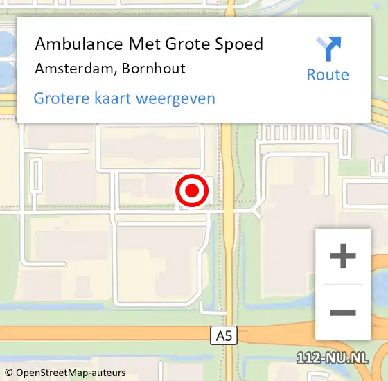 Locatie op kaart van de 112 melding: Ambulance Met Grote Spoed Naar Amsterdam, Bornhout op 14 september 2017 13:56