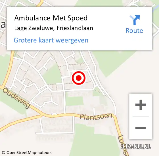 Locatie op kaart van de 112 melding: Ambulance Met Spoed Naar Lage Zwaluwe, Frieslandlaan op 14 september 2017 16:23