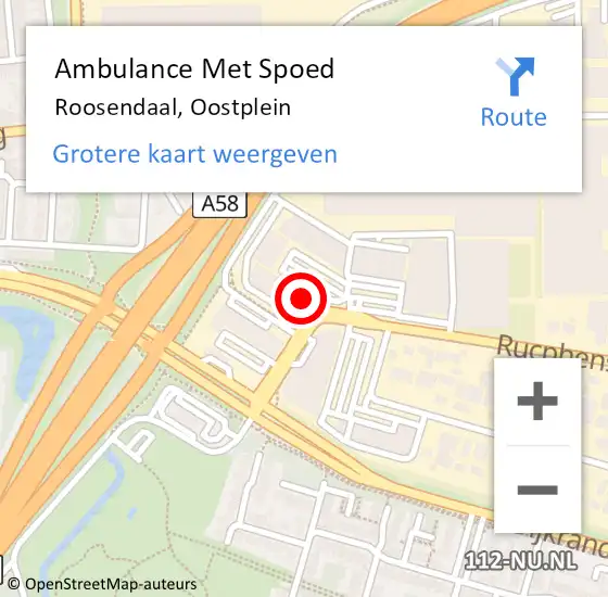 Locatie op kaart van de 112 melding: Ambulance Met Spoed Naar Roosendaal, Oostplein op 14 september 2017 16:42