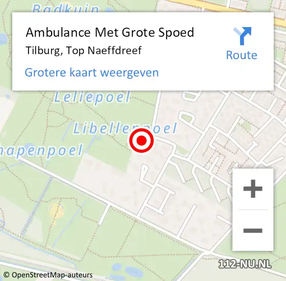Locatie op kaart van de 112 melding: Ambulance Met Grote Spoed Naar Tilburg, Top Naeffdreef op 14 september 2017 17:21
