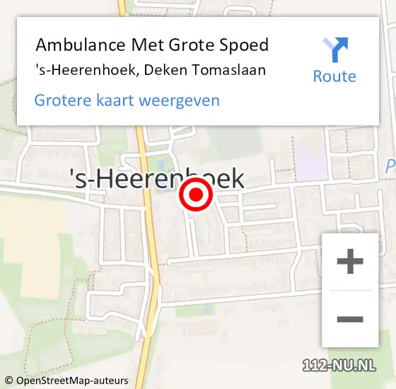 Locatie op kaart van de 112 melding: Ambulance Met Grote Spoed Naar 's-Heerenhoek, Deken Tomaslaan op 14 september 2017 17:35