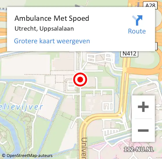 Locatie op kaart van de 112 melding: Ambulance Met Spoed Naar Utrecht, Uppsalalaan op 14 september 2017 17:43