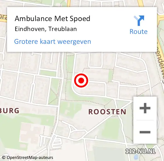 Locatie op kaart van de 112 melding: Ambulance Met Spoed Naar Eindhoven, Treublaan op 14 september 2017 18:20