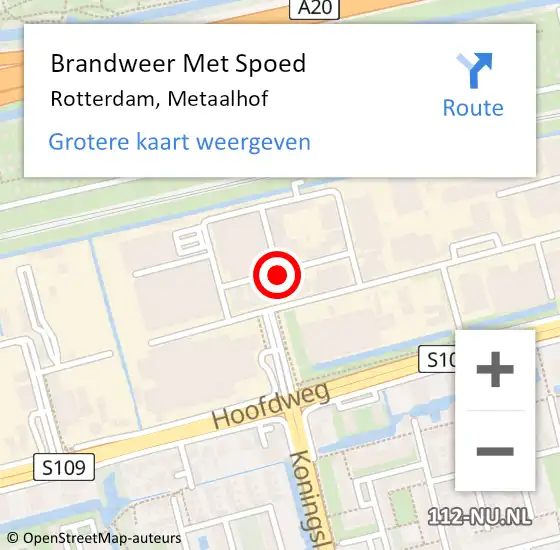 Locatie op kaart van de 112 melding: Brandweer Met Spoed Naar Rotterdam, Metaalhof op 14 september 2017 18:27