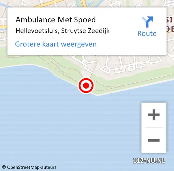 Locatie op kaart van de 112 melding: Ambulance Met Spoed Naar Hellevoetsluis, Struytse Zeedijk op 14 september 2017 22:12