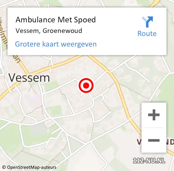 Locatie op kaart van de 112 melding: Ambulance Met Spoed Naar Vessem, Groenewoud op 15 september 2017 00:26
