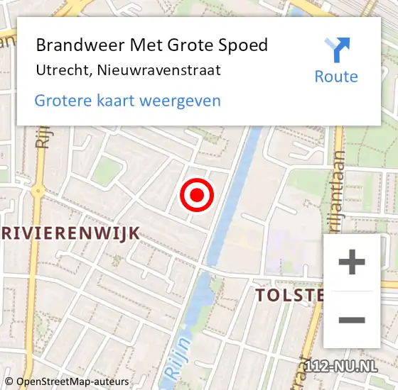 Locatie op kaart van de 112 melding: Brandweer Met Grote Spoed Naar Utrecht, Nieuwravenstraat op 15 september 2017 09:25