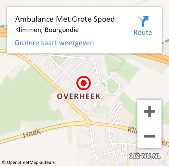 Locatie op kaart van de 112 melding: Ambulance Met Grote Spoed Naar Klimmen, Bourgondie op 1 februari 2014 16:56