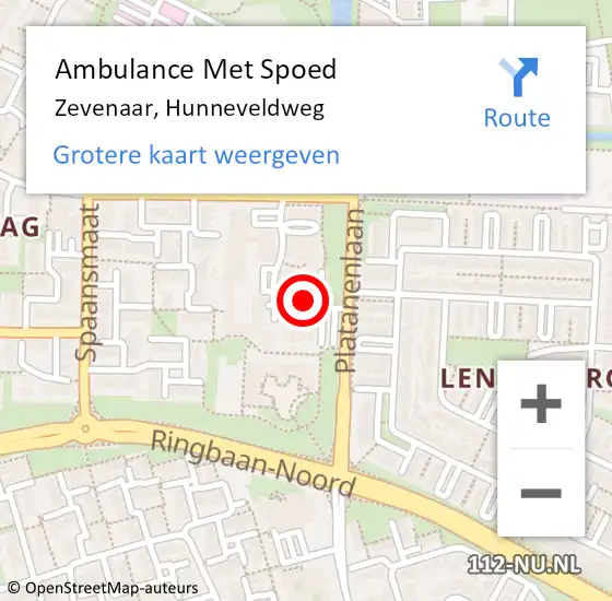 Locatie op kaart van de 112 melding: Ambulance Met Spoed Naar Zevenaar, Hunneveldweg op 15 september 2017 11:41