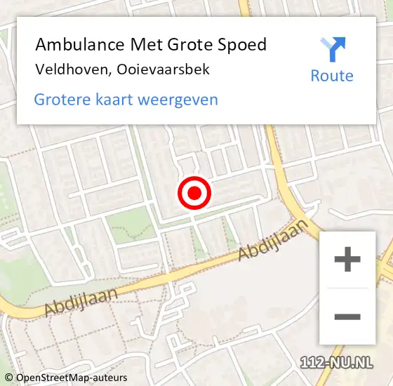 Locatie op kaart van de 112 melding: Ambulance Met Grote Spoed Naar Veldhoven, Ooievaarsbek op 15 september 2017 12:38