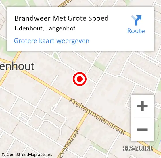 Locatie op kaart van de 112 melding: Brandweer Met Grote Spoed Naar Udenhout, Langenhof op 15 september 2017 13:36