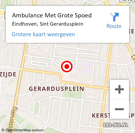 Locatie op kaart van de 112 melding: Ambulance Met Grote Spoed Naar Eindhoven, Sint Gerardusplein op 15 september 2017 17:07