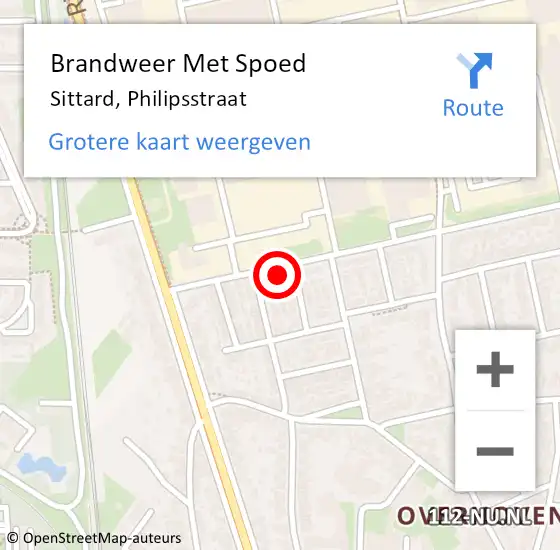 Locatie op kaart van de 112 melding: Brandweer Met Spoed Naar Sittard, Philipsstraat op 15 september 2017 19:18