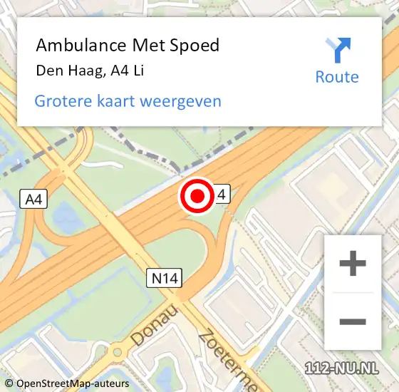 Locatie op kaart van de 112 melding: Ambulance Met Spoed Naar Den Haag, A4 R op 15 september 2017 19:35