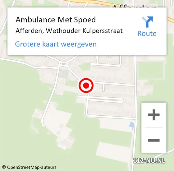 Locatie op kaart van de 112 melding: Ambulance Met Spoed Naar Afferden, Wethouder Kuipersstraat op 16 september 2017 00:01