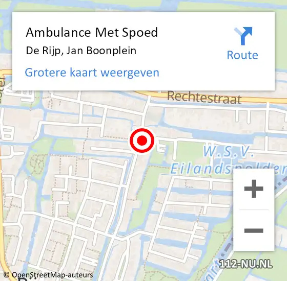 Locatie op kaart van de 112 melding: Ambulance Met Spoed Naar De Rijp, Jan Boonplein op 16 september 2017 01:16