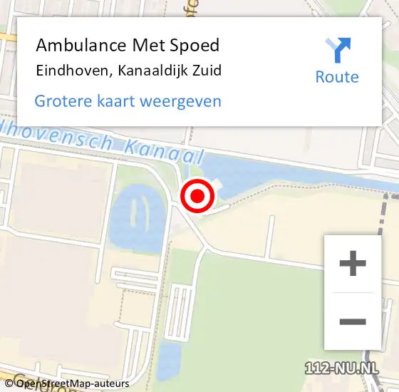 Locatie op kaart van de 112 melding: Ambulance Met Spoed Naar Eindhoven, Kanaaldijk Zuid op 16 september 2017 03:13