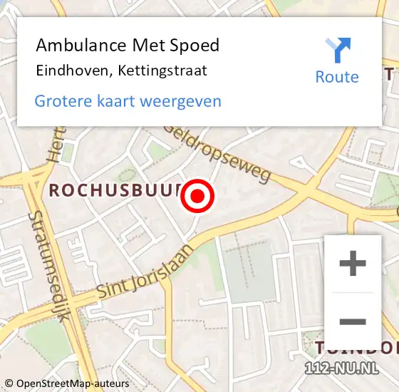 Locatie op kaart van de 112 melding: Ambulance Met Spoed Naar Eindhoven, Kettingstraat op 16 september 2017 04:50