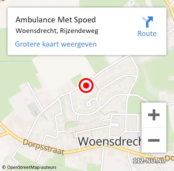 Locatie op kaart van de 112 melding: Ambulance Met Spoed Naar Woensdrecht, Rijzendeweg op 16 september 2017 11:53