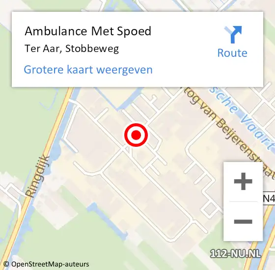 Locatie op kaart van de 112 melding: Ambulance Met Spoed Naar Ter Aar, Stobbeweg op 16 september 2017 12:05