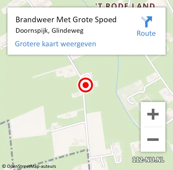 Locatie op kaart van de 112 melding: Brandweer Met Grote Spoed Naar Doornspijk, Glindeweg op 16 september 2017 13:30