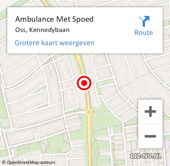 Locatie op kaart van de 112 melding: Ambulance Met Spoed Naar Oss, Kennedybaan op 16 september 2017 14:28